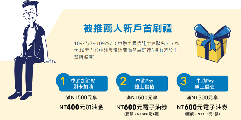 中信中油加油卡被推薦人新戶手刷禮